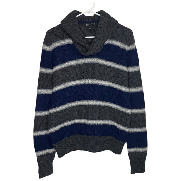 Banana Republic Sweater Mens S Striped Merino Wool Shawl Collar Preppy Academia - Picture 1 of 11